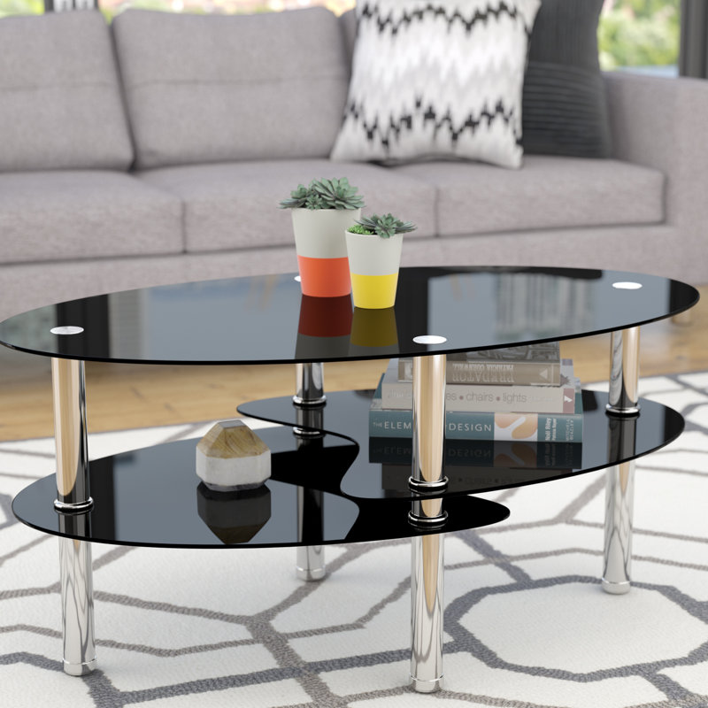 Glass Top Single Coffee Table, Black