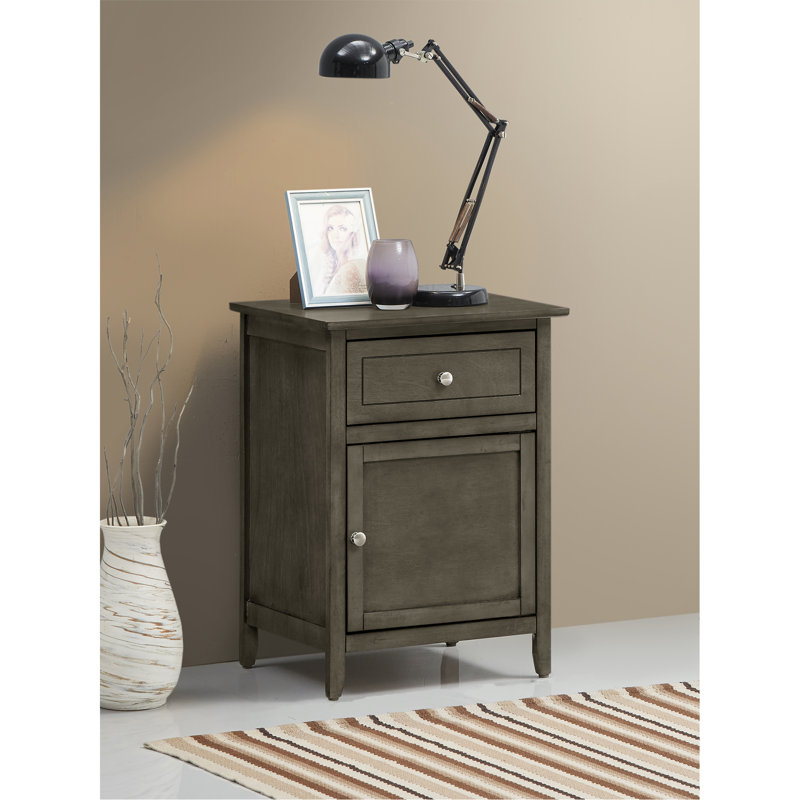 Chic Transitional Gray Nightstand, Gray