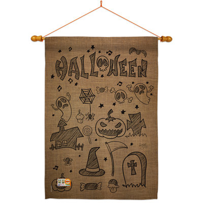 Ensemble de drapeaux d'Halloween en polyester 40 x 28 po Doodles