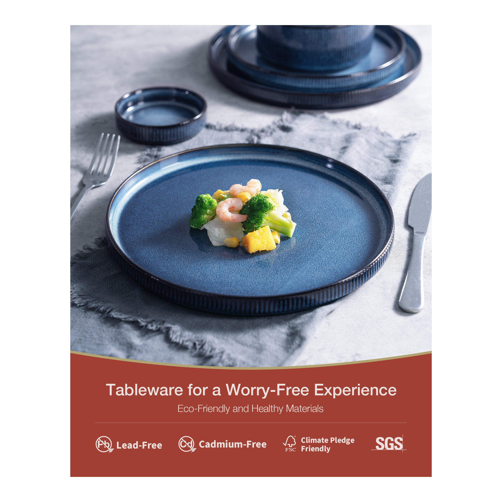 Stoneware Dinnerware Set, Service for 4, Nebulas Blue