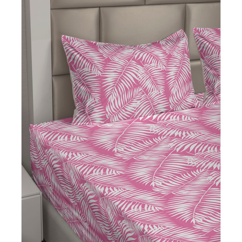 Microfiber Sheet Set, King Sheet Set with 2 Pillowcases, Pink/White Floral