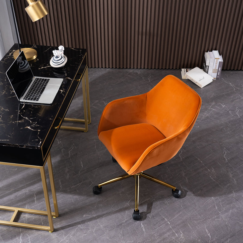 Velvet Task Chair, Velvet, Orange