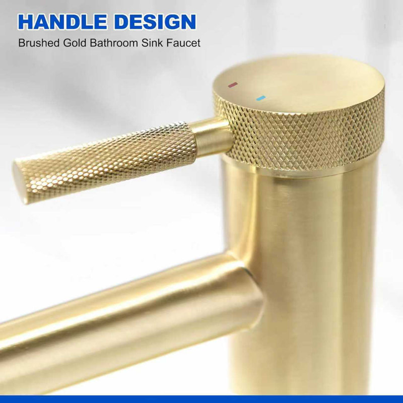 IALTRUISTIC Robinet de salle de bain or brossé, monotrou, robinet de lavabo avec poignées d'alimentation, Or brossé