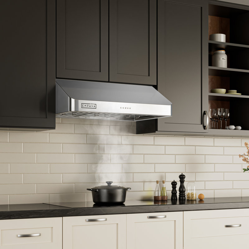 Ensemble de cuisine 2 pièces avec plaque de cuisson au gaz de 30 po et hotte sous un meuble à conduit de 30 po