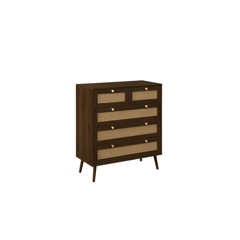 Noemi 85 cm W Chest of 5 Drawers, Walnut