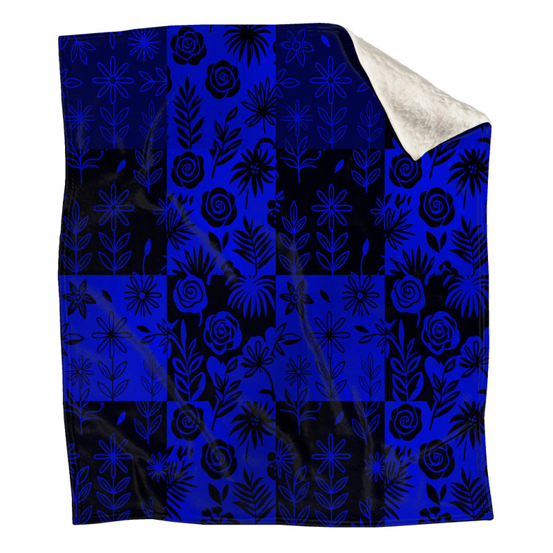 Floral Blue Pattern Blankets, 60in W x 80in H