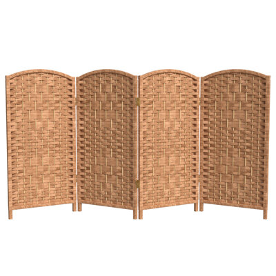 2 Ft. Tall Diamond Weave Fiber Room Divider - Dark Mocha - 8 Panel