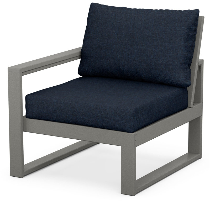 POLYWOOD Outdoor Lounge Chair, Slate Gray, Marine Indigo