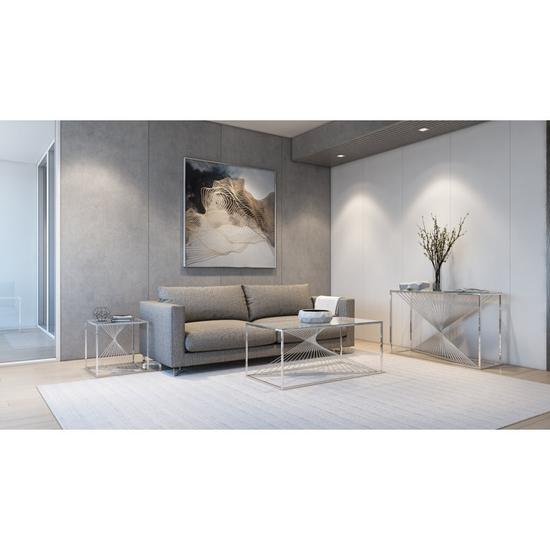 Abstract Clear Glass Console Table