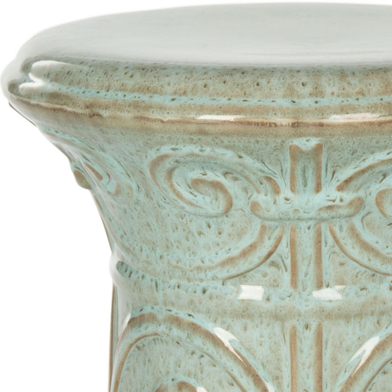 Jayesh Ceramic Accent Stool, Reactive Aqua