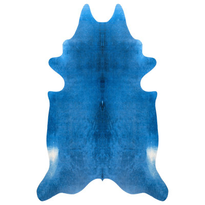 Tapis bleu uni en similicuir Novelty Helmine