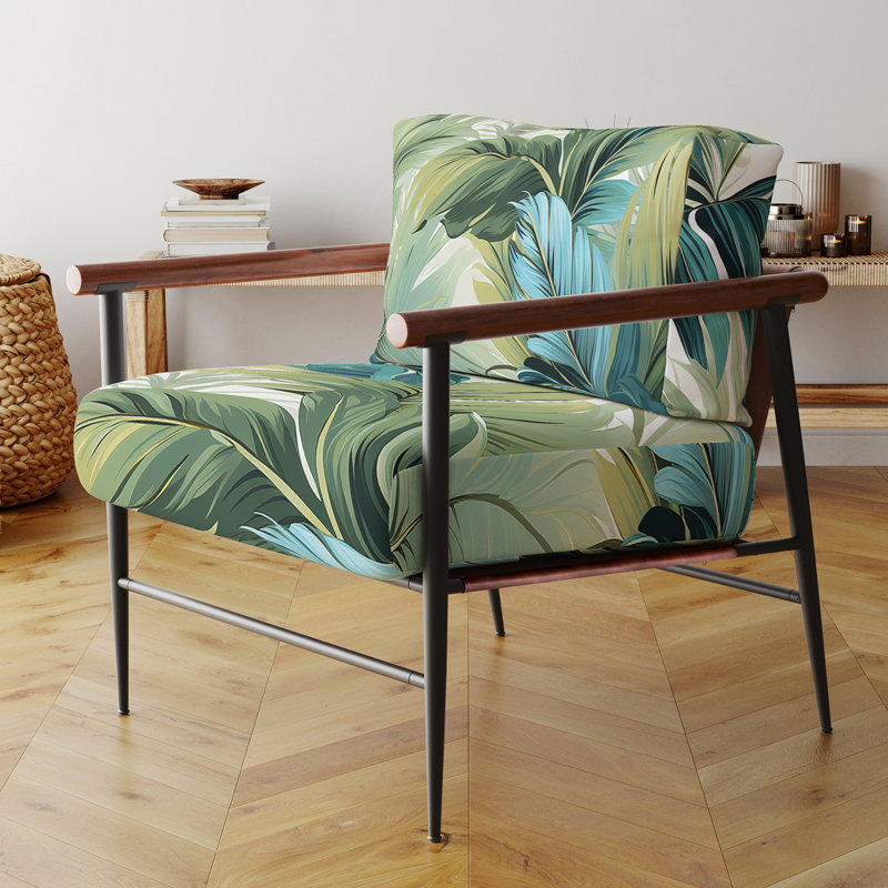 Chaise avec accoudoirs rembourrée Palm Oasis, Noir