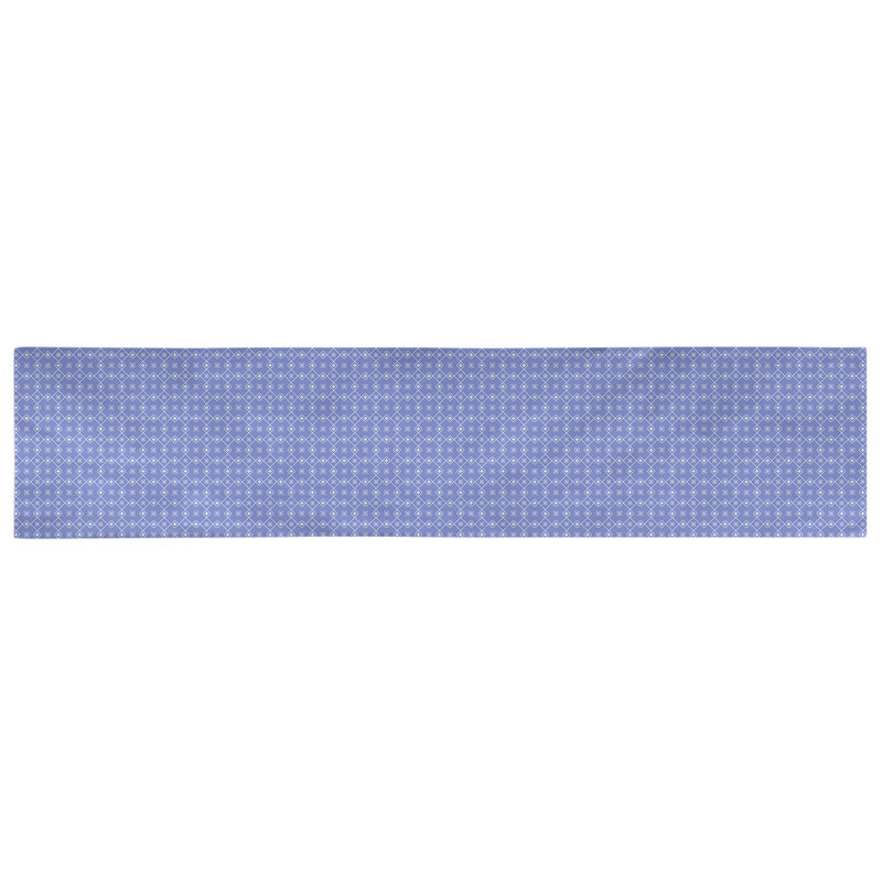 Chemin de table Avicia, 72 po x 16 po, Bleu / Blanc, Coton