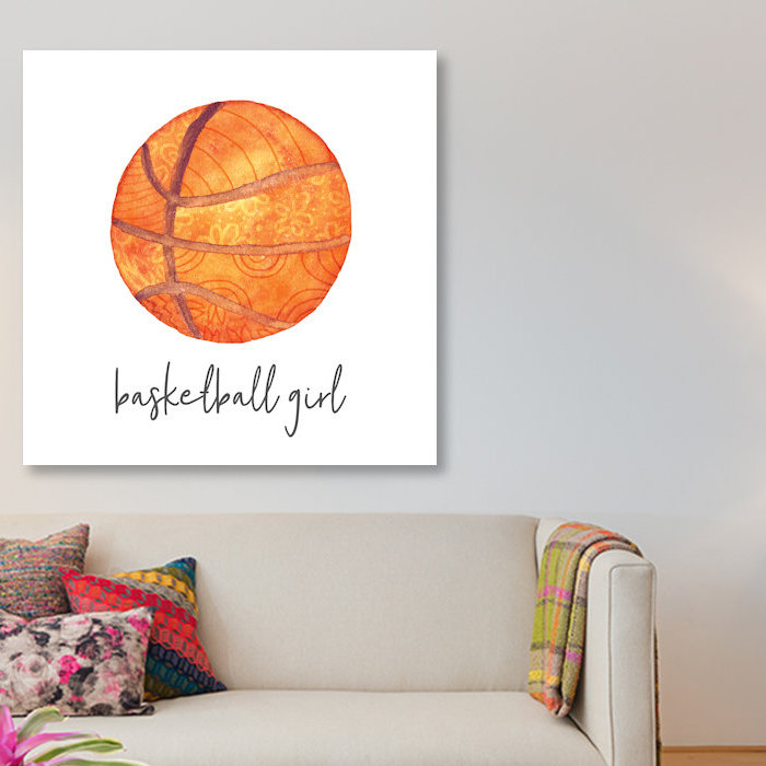 « sports fille basket basket », impression sur toile, H 48 po x l 48 po x P 1,5 po, Pas de tapis, Toile tendue