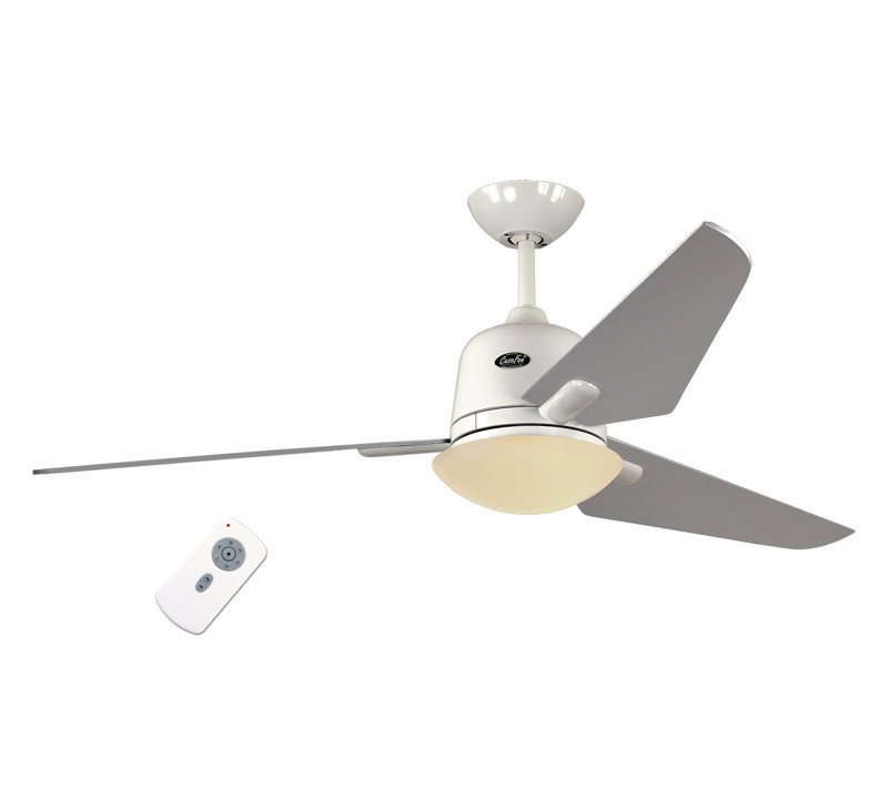 Kelm 162cm Ceiling Fan with Light Kit, White lacquer, Silver grey lacquered