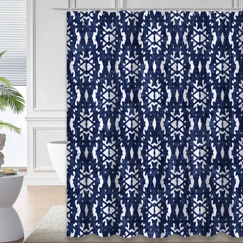 Rideau de douche Folk Ornamental Indigo, L 72 po x l 72 po