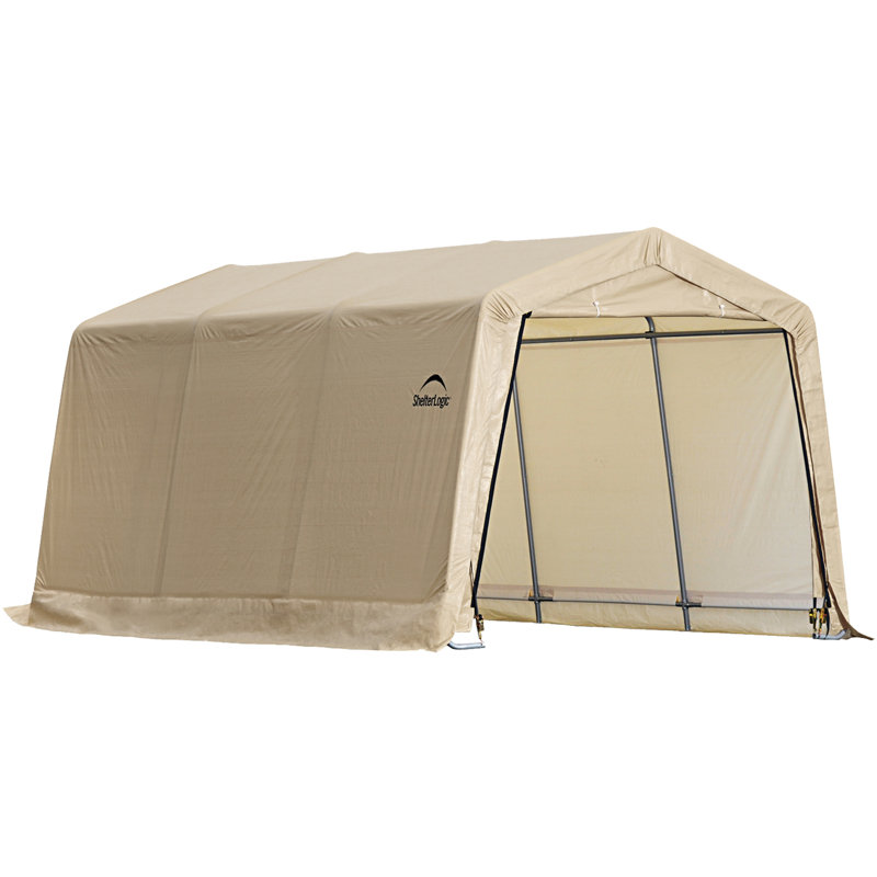 Sandstone 15' x 8' Portable Steel Frame Garage Canopy