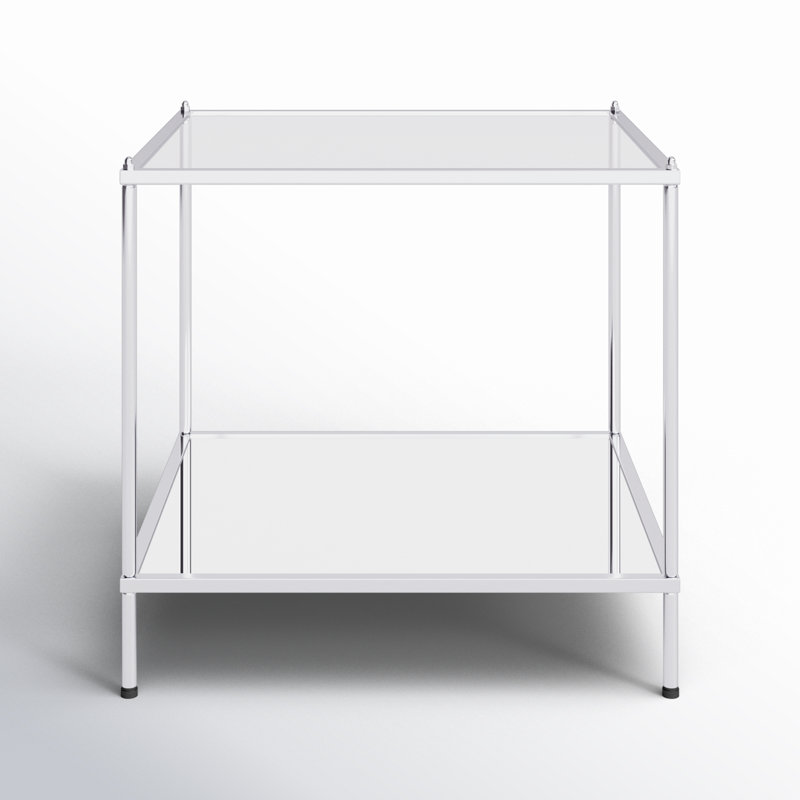 Table de bout avec plateau en verre Gosport, Chrome