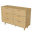 115cm 6-Drawer Chest with Faux Rattan Panel, Japandi Wide PVC Woven Dresser with Anti-Tip Device & Metal Handles,  Oak / Black-669303800