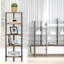 Pendergrast Rustic Wooden 5 Tier Bookcase Corner Bookshelf 115cm Shelving Unit Storage Shelves Freestanding
