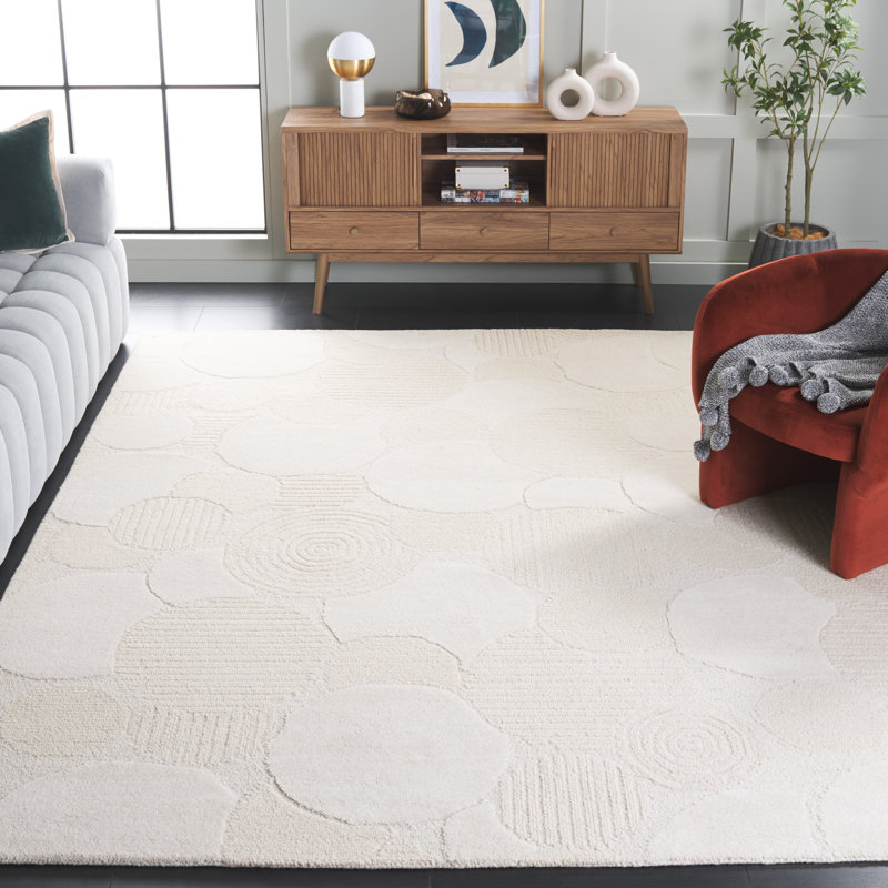 Maryorie Ebony Hand Tufted Wool/Cotton Abstract Rug in Ivory, Rectangle 8' x 10'