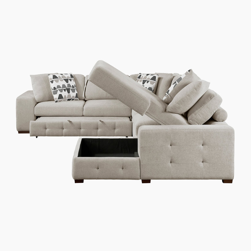 Canapé-lit modulaire en chenille 4 pièces avec méridienne Odesser, Orienté à droite, Chenille taupe