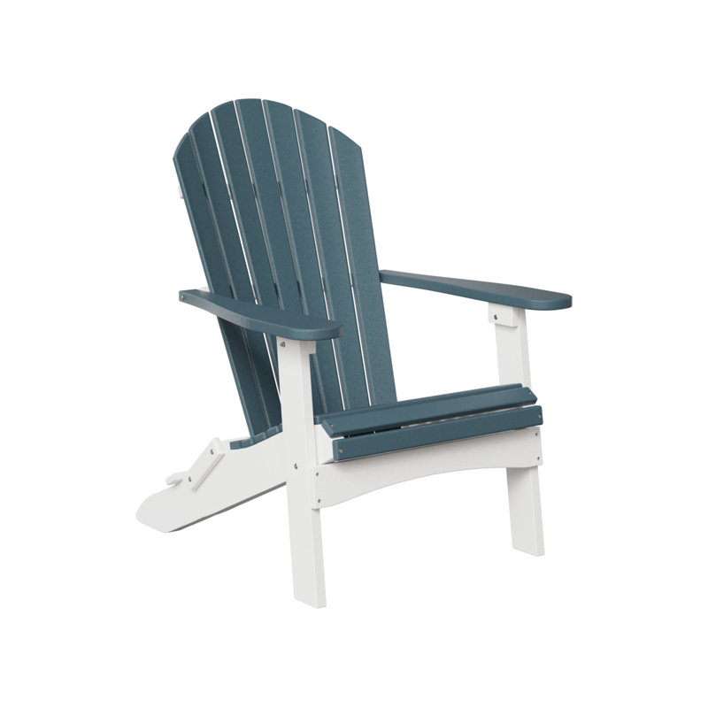 Berlin Gardens Comfo Back Folding Adirondack Chair, Slate Top with White Base