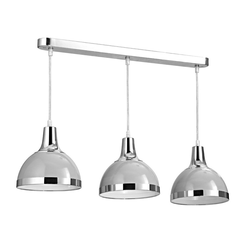 Elnora 3 - Light Chrome Kitchen Island Pendant, Flint Grey