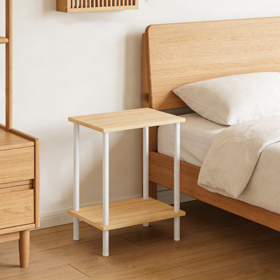 Small Nightstand With 2-Layer Storage Shelves, End Tables, Easy Assembly