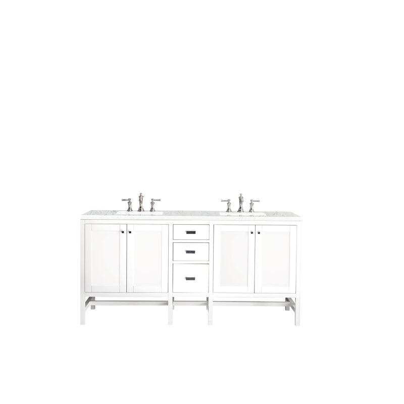 Addison 72'' W Double Vanity, Eternal Jasmine Pearl, Glossy White, 8" Widespread
