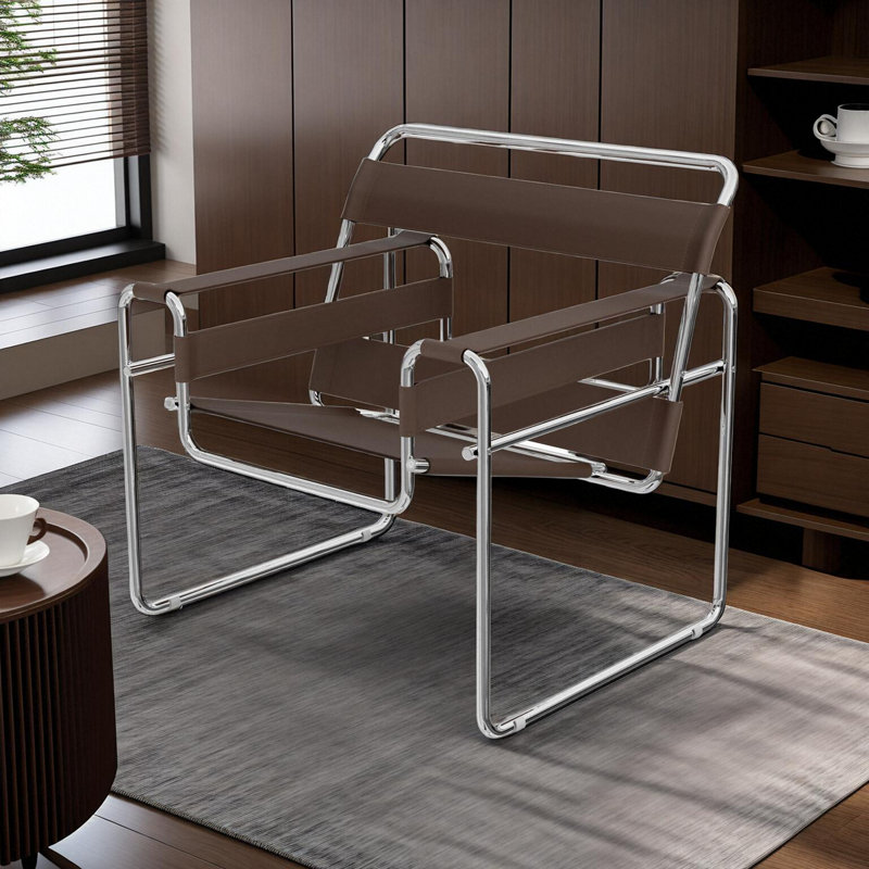 Fauteuil d'appoint Danta, Cuir brun brun