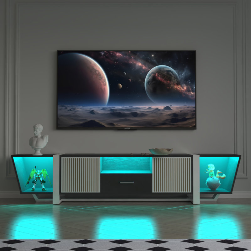 TV Console With Large Storage Cabinets