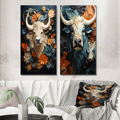 «Cubist Herd», ensemble de 2 reproductions d'art mural Yaks