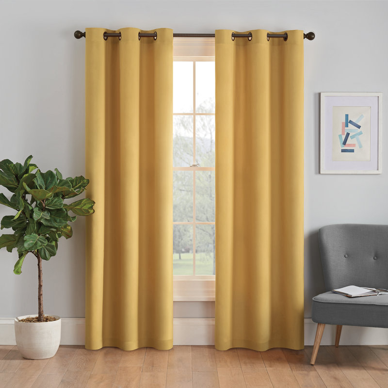 Microfiber Blackout Curtain Single Panel, Ochre, 42" W x 63" L