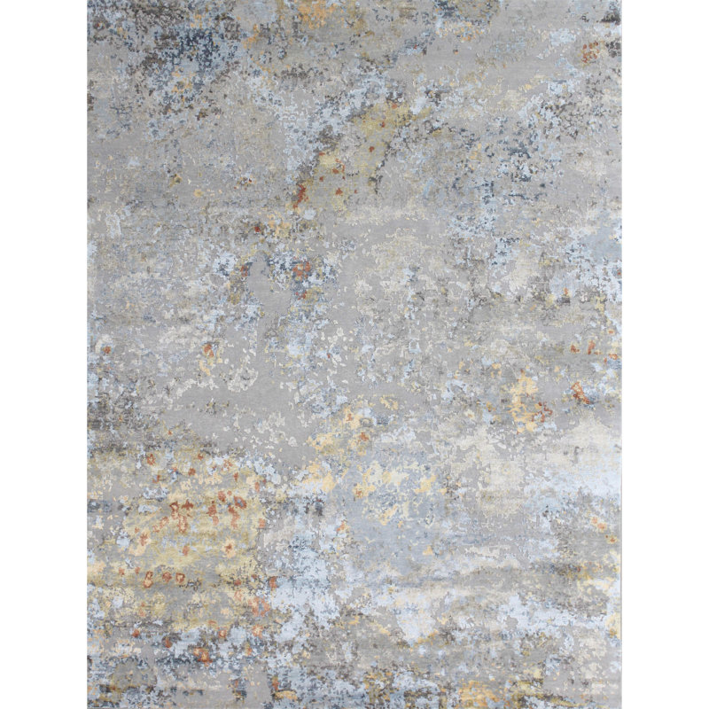 Abstract Area Rug in Beige, Rectangle 9' x 12'