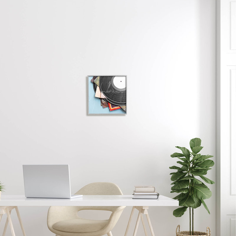 «Vintage Music Vinyle», estampe numérique par Kim Allen, H 12 po x l 12 po x P 1,5 po, Estampe numérique Farmhouse