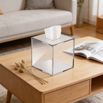 Porte-boîte à mouchoirs en acrylique transparent moderne, distributeur de mouchoirs carré décoratif pour la salle de bain ou le salon, contient l'emballage d'origine ou les papiers en vrac