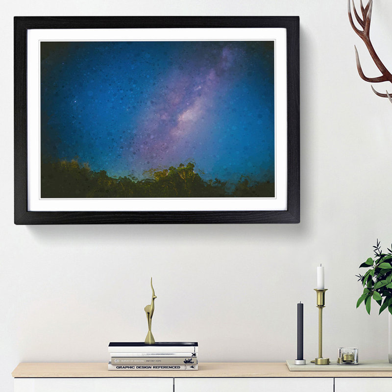 Milky Way over the Trees - Picture Frame Graphic Art Print, Black Framed, 48cm H x 65cm W x 2cm D