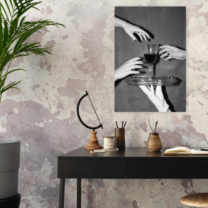 «The Wine Is Served», art mural rétro, H 24 po x l 16 po