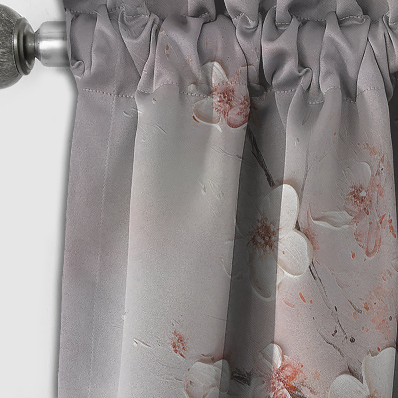 Charm cerisier rose et gris - 1 rideau floral occultant, L 52 po x L 63 po