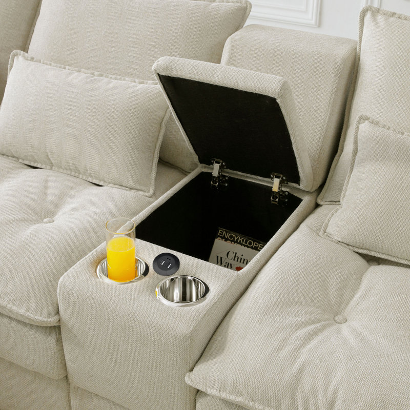 130" U-Shaped Sofa With Console,Cupholders,And Usb,6-Seat Upholstered Primary Living Space Furniture,Sleeper Couch Set With Chaise For Living Room,Apartment