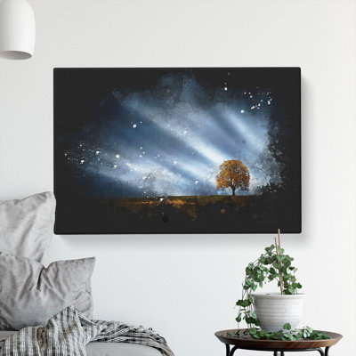 Tree At Dusk Vol.1 Paint Splash - Wrapped Canvas