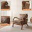 Chaise d'appoint rembourrée en bois massif avec coussin et sac de rangement Mid Century