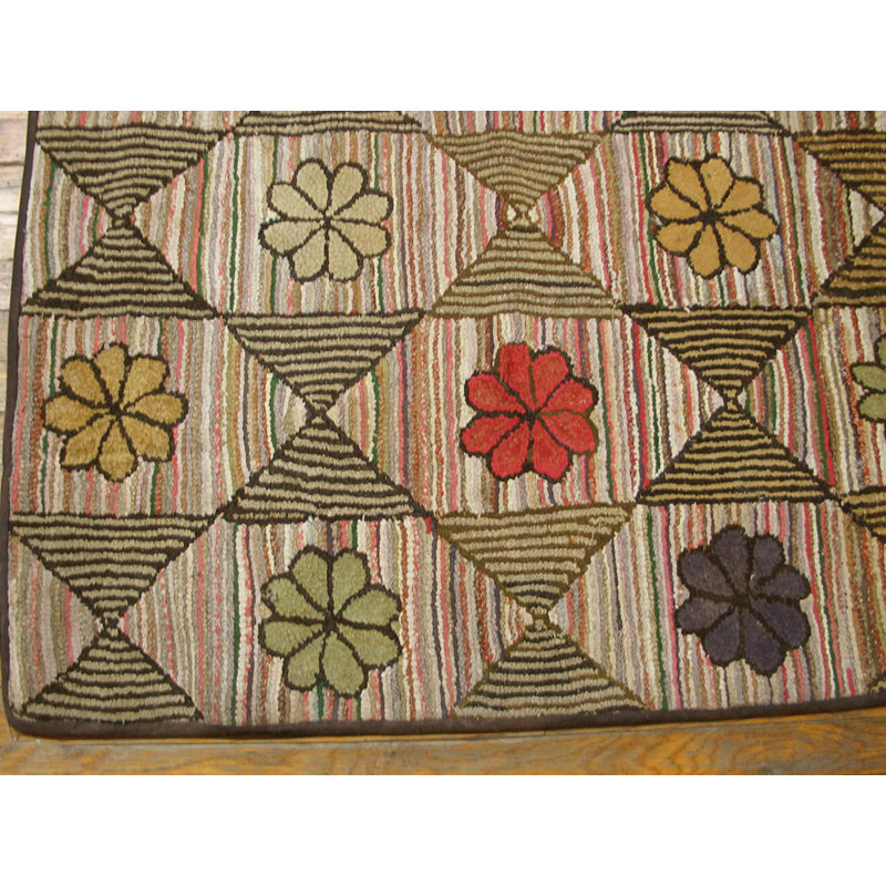 Tapis antique en laine crocheté aux États-Unis
