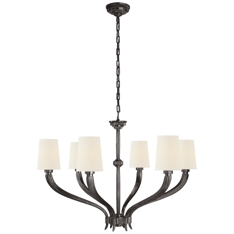 Chapman & Myers Ruhlmann Large Chandelier, Bronze, Fabric