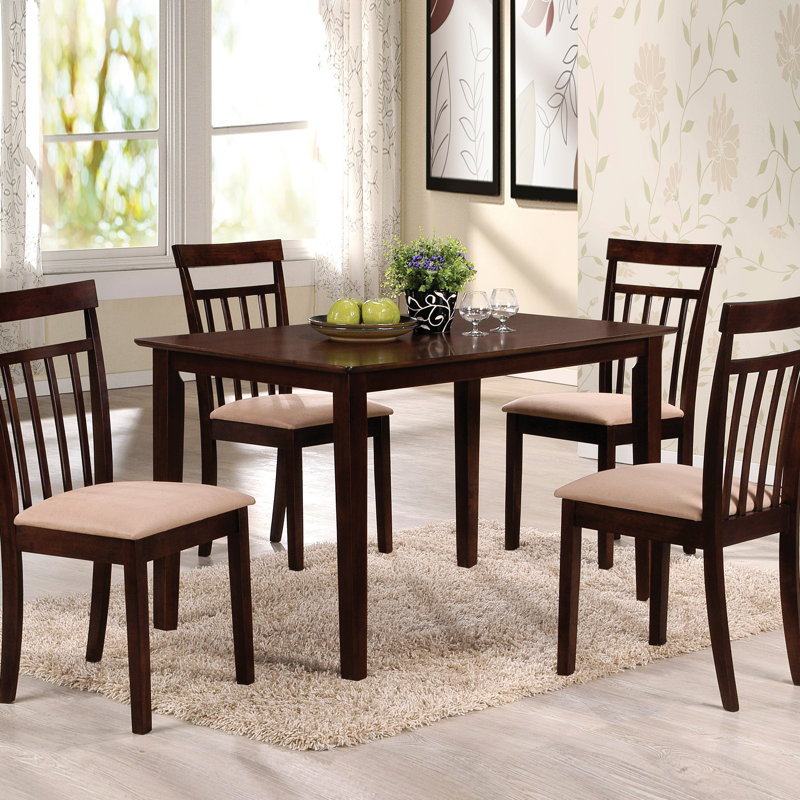 Espresso And Beige 5-Piece Dining Set