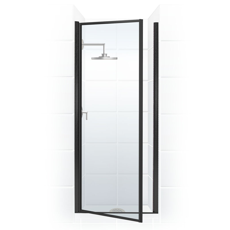 Legend Series 33.63'' W x 64'' H Hinged Framed Shower door, Clear, Matte Black