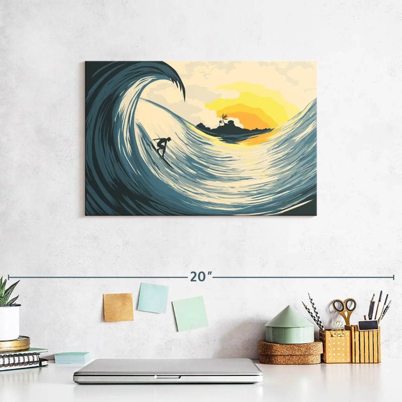 Senne Island Wave And Surfer, 8" H x 12" W