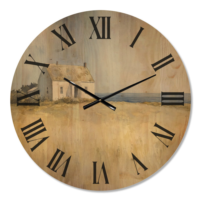 Horloge murale décorative Salt Grass Homestead - Style côtier, imprimé sur bois, Medium