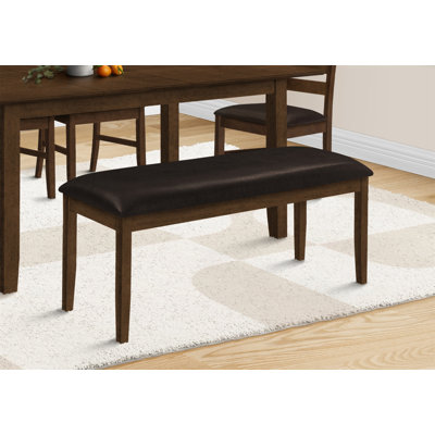 Banc, rectangulaire 48 po, salle à manger, vestibule, couloir, cuisine, rembourré, bois, bois massif brun, aspect cuir brun, transitionnel